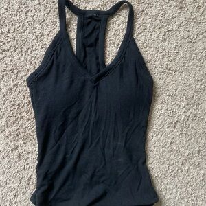 Black Ribbed Racerback Tank Top